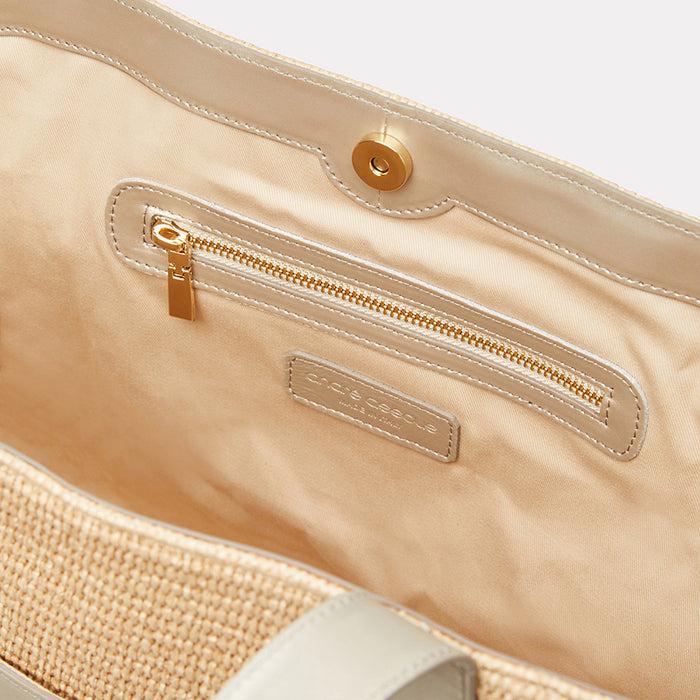 André Assous Atlas Natural Platino Raffia Tote Bag