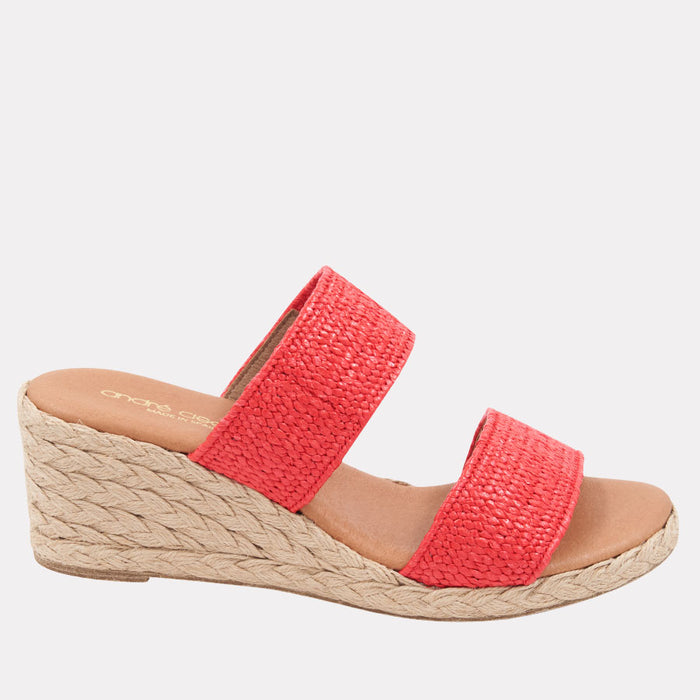 André Assous Nori Stretch Raffia Espadrille Wedge