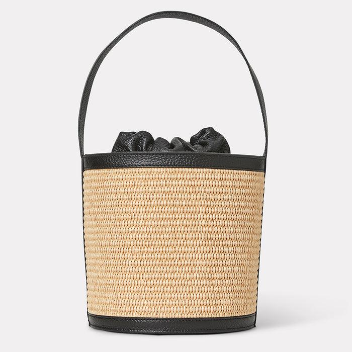 andré assous Astrid Natural Black Raffia Bucket Bag