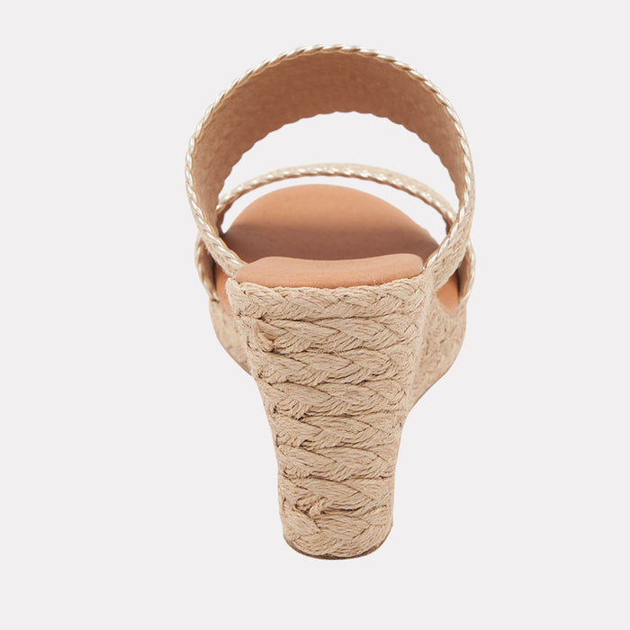 André Assous Nolita Natural Platino Stripe Espadrille Wedge
