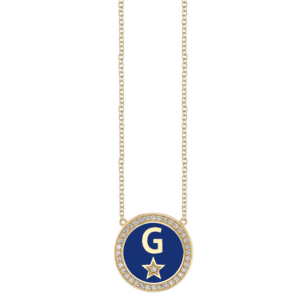 Andrea Fohrman Diamond Enamel Initial Necklace