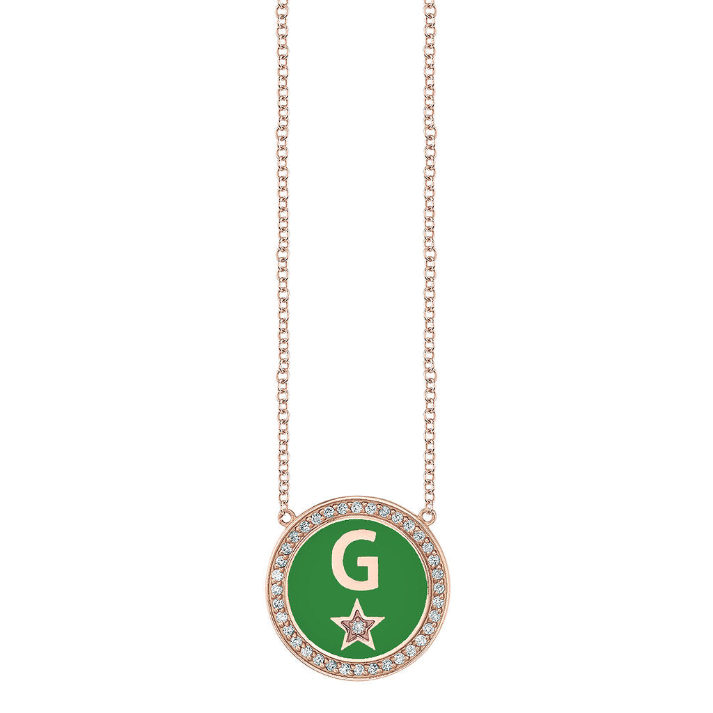 Andrea Fohrman Diamond Enamel Initial Necklace