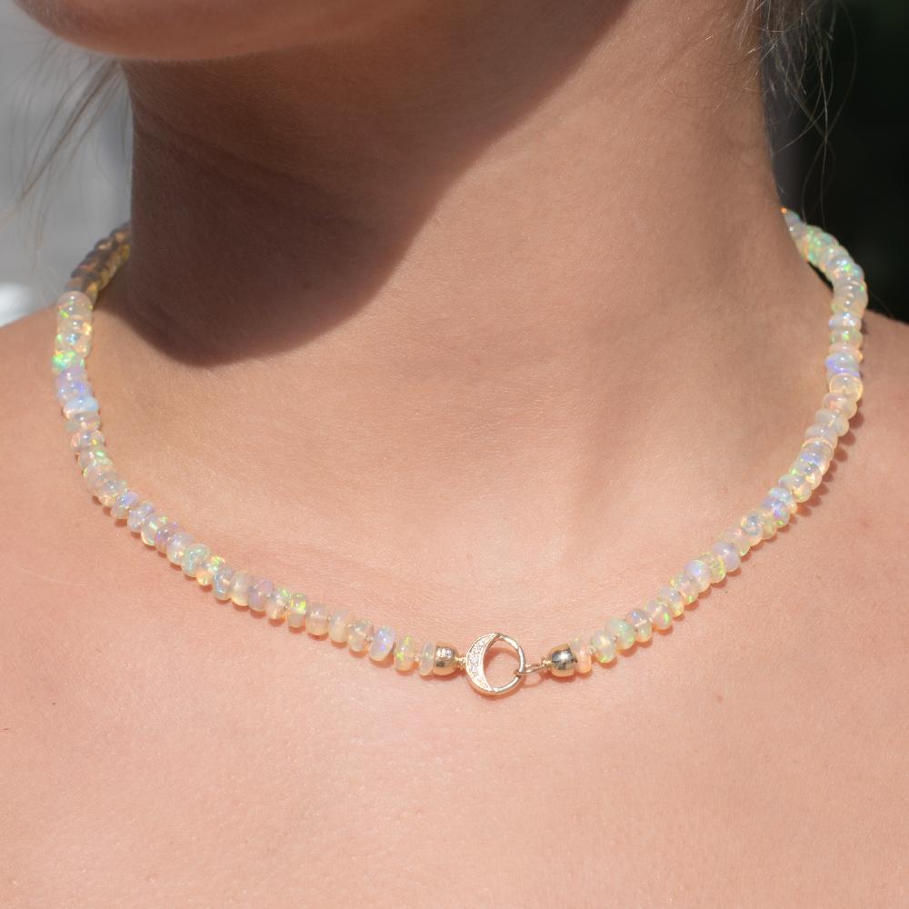 Andrea Fohrman Diamond Waning Moon Opal Necklace