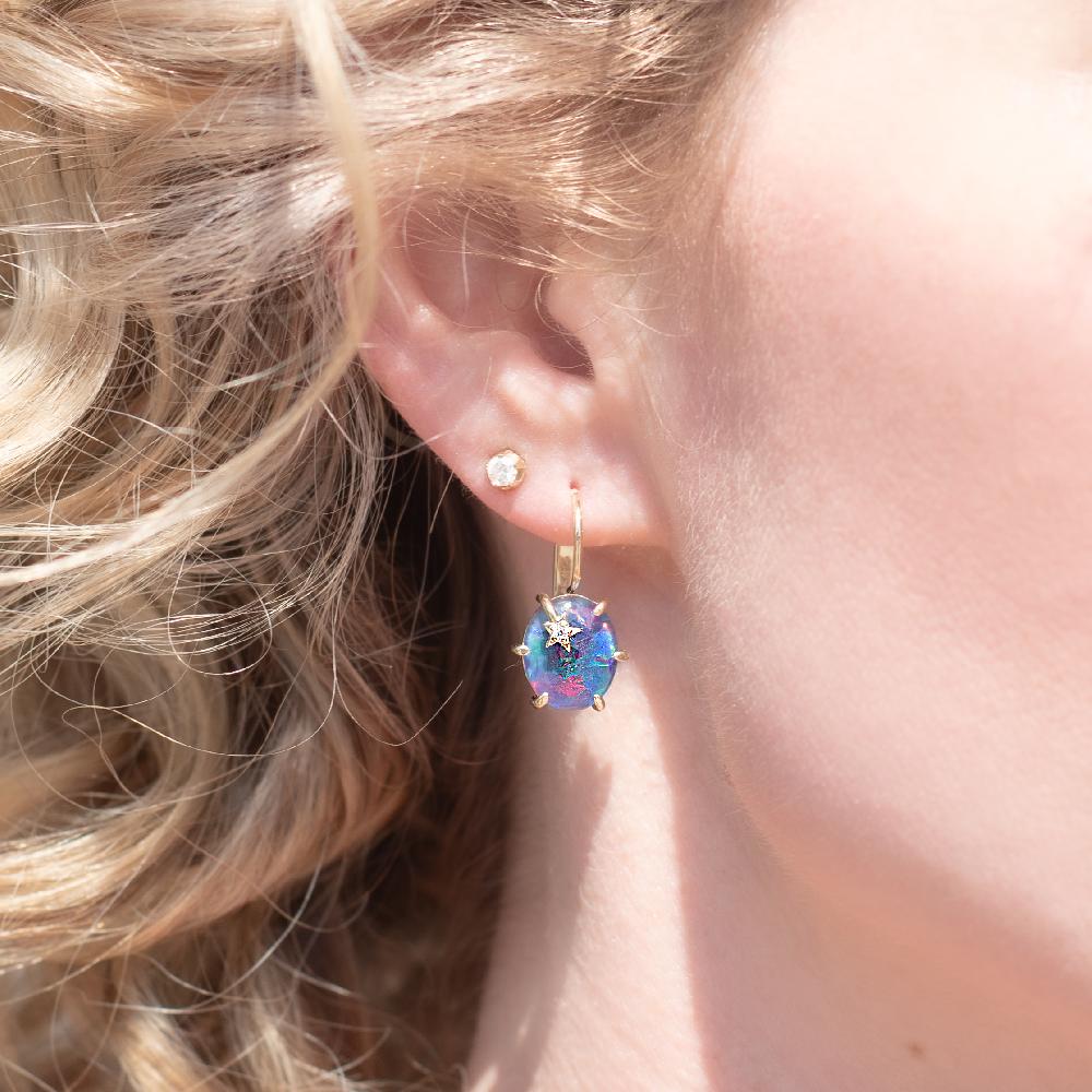 Andrea Fohrman Mini Galaxy Black Opal Earrings