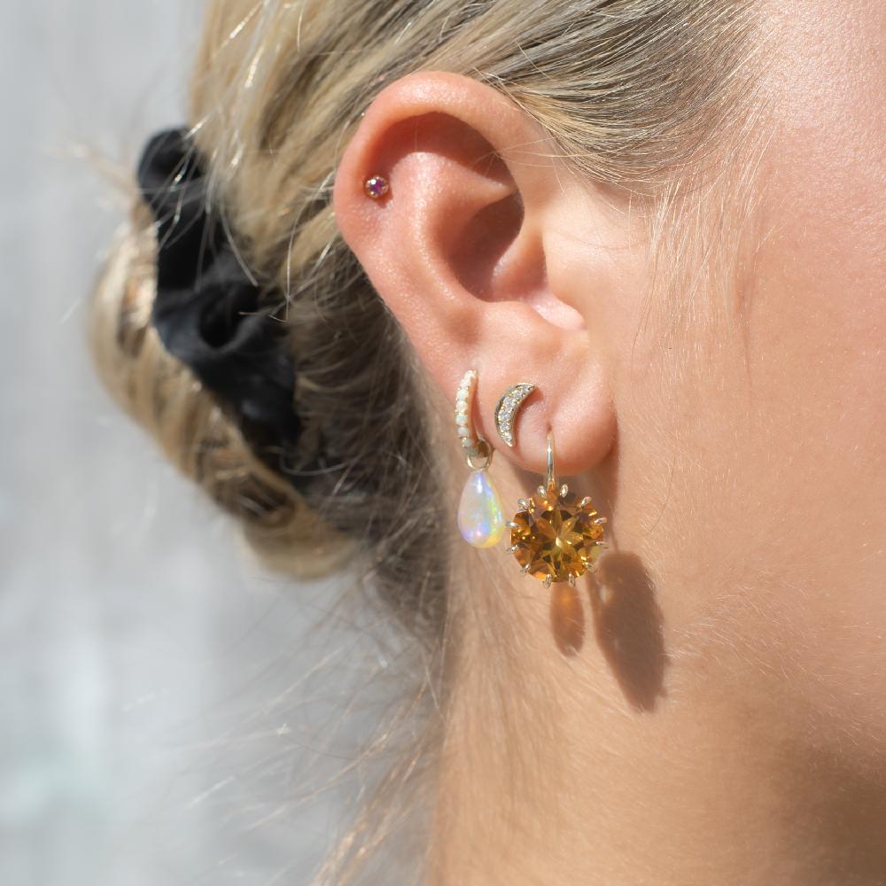 Andrea Fohrman Small Round Prong Citrine Earrings