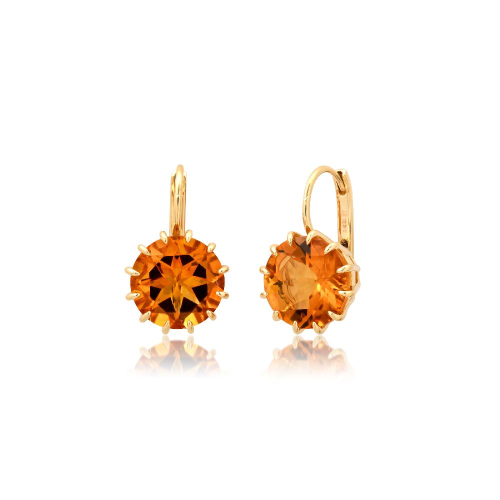 andrea fohrman Small Round Prong Citrine Earrings