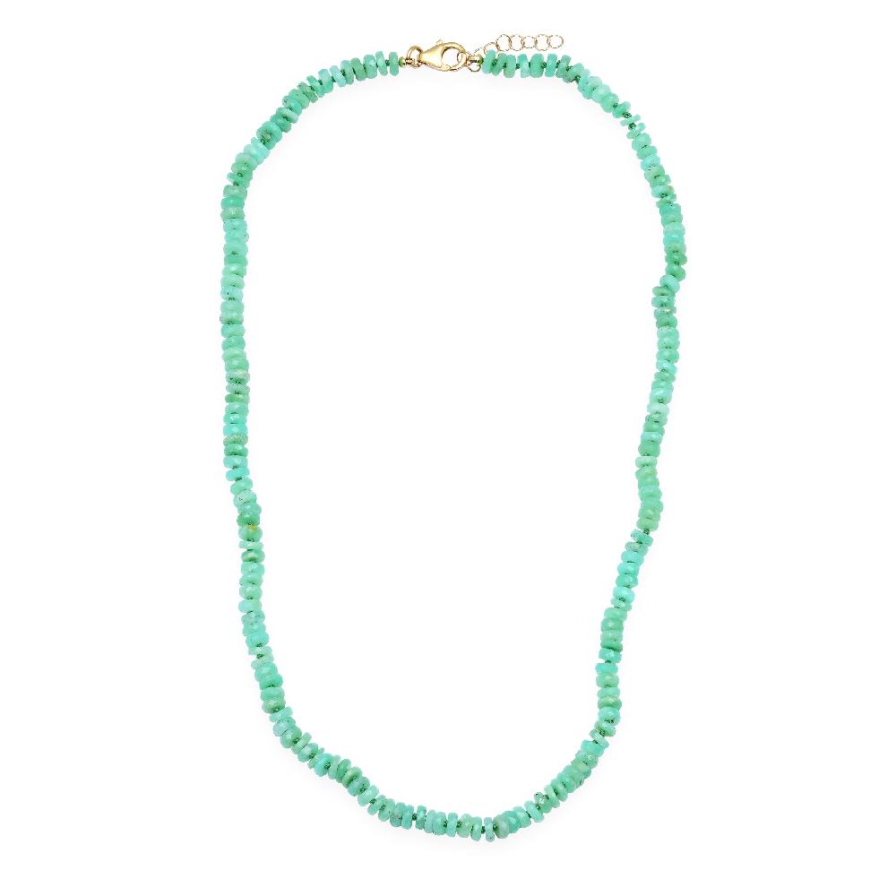andrea fohrman Chrysoprase Tire Beaded Necklace With Mint Silk Thread
