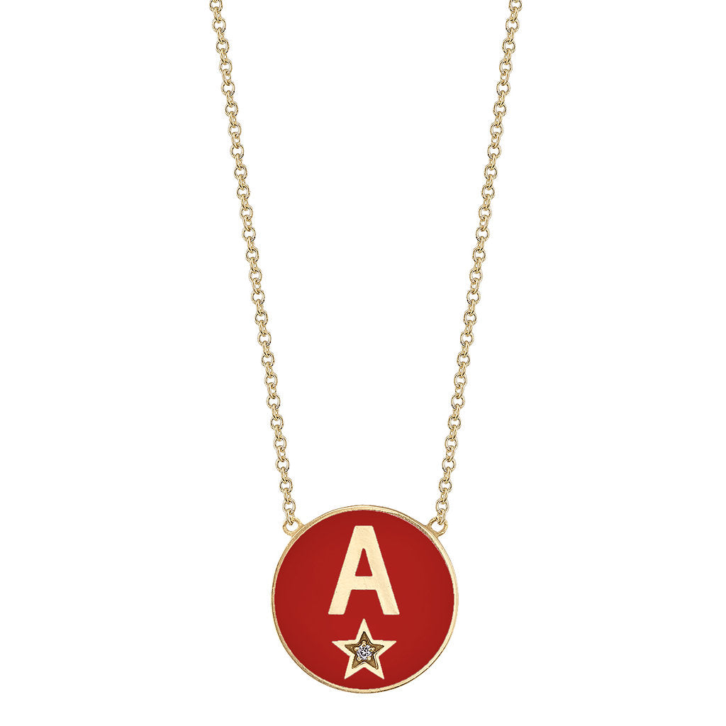 Andrea Fohrman Diamond Star Enamel Initial Necklace
