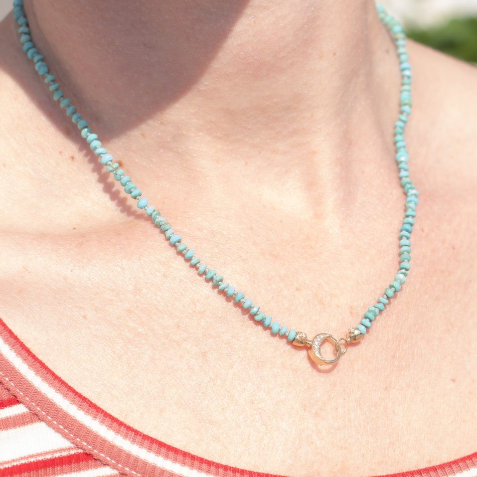 Andrea Fohrman Diamond Waning Moon Turquoise Necklace