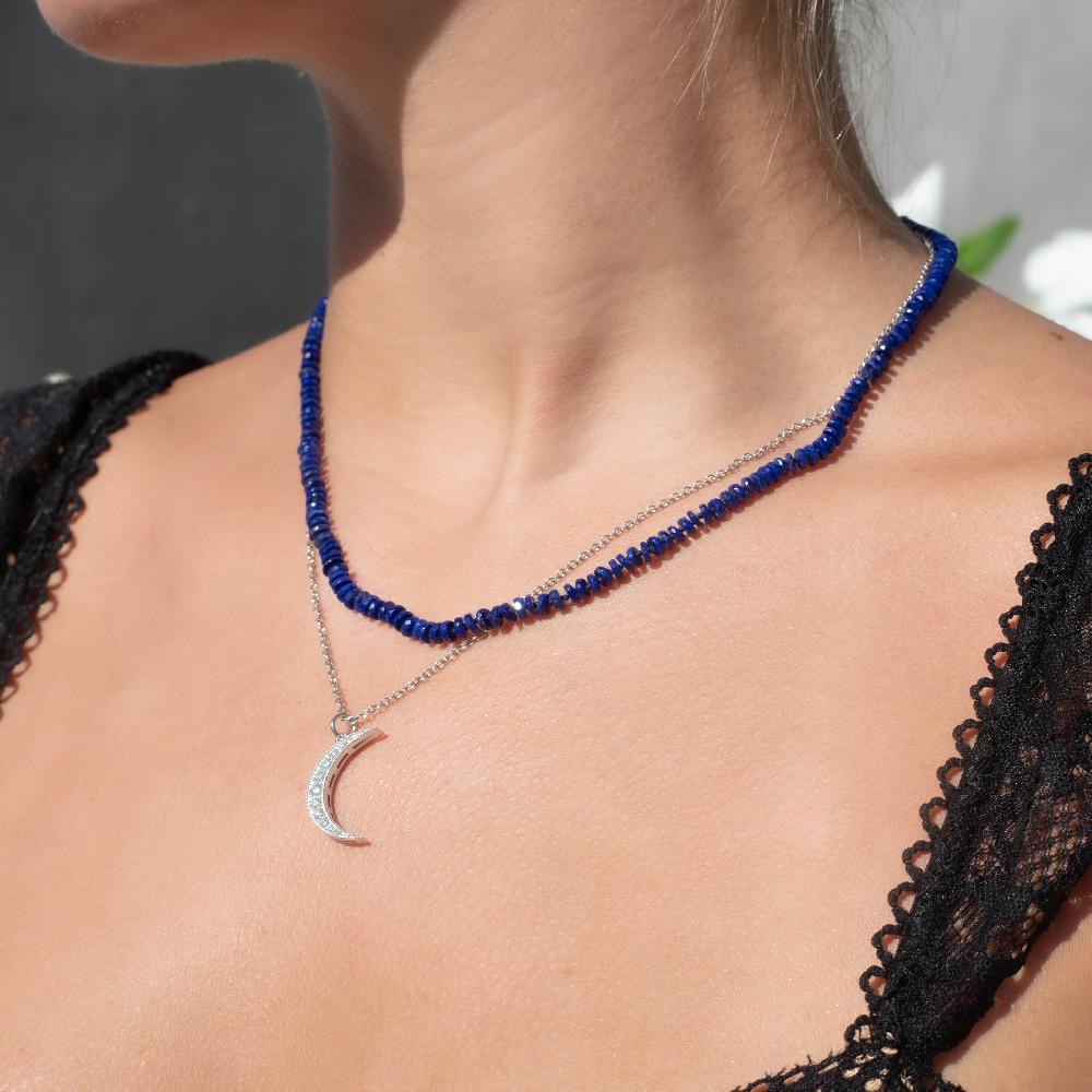Andrea Fohrman Lapis Tire Beaded Necklace With Lapis Silk Thread