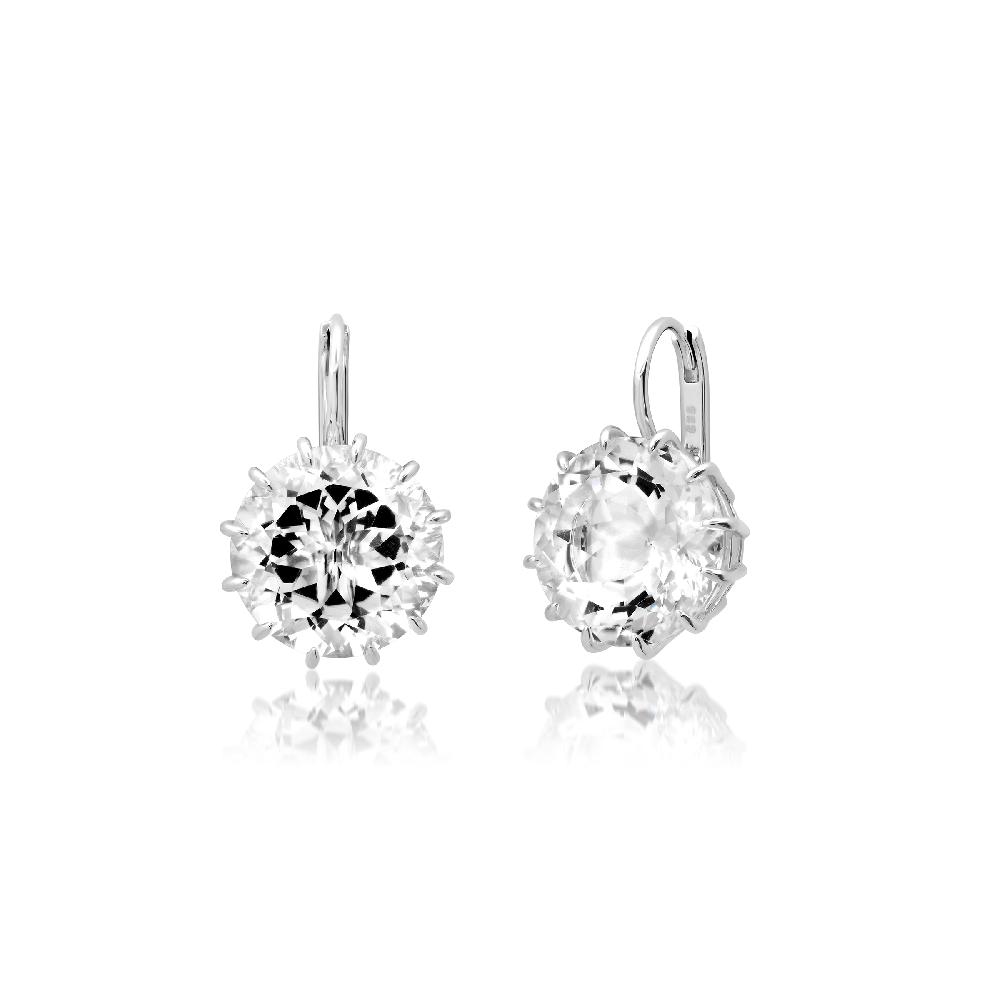 andrea fohrman Large Round Prong Rock Crystal Earrings