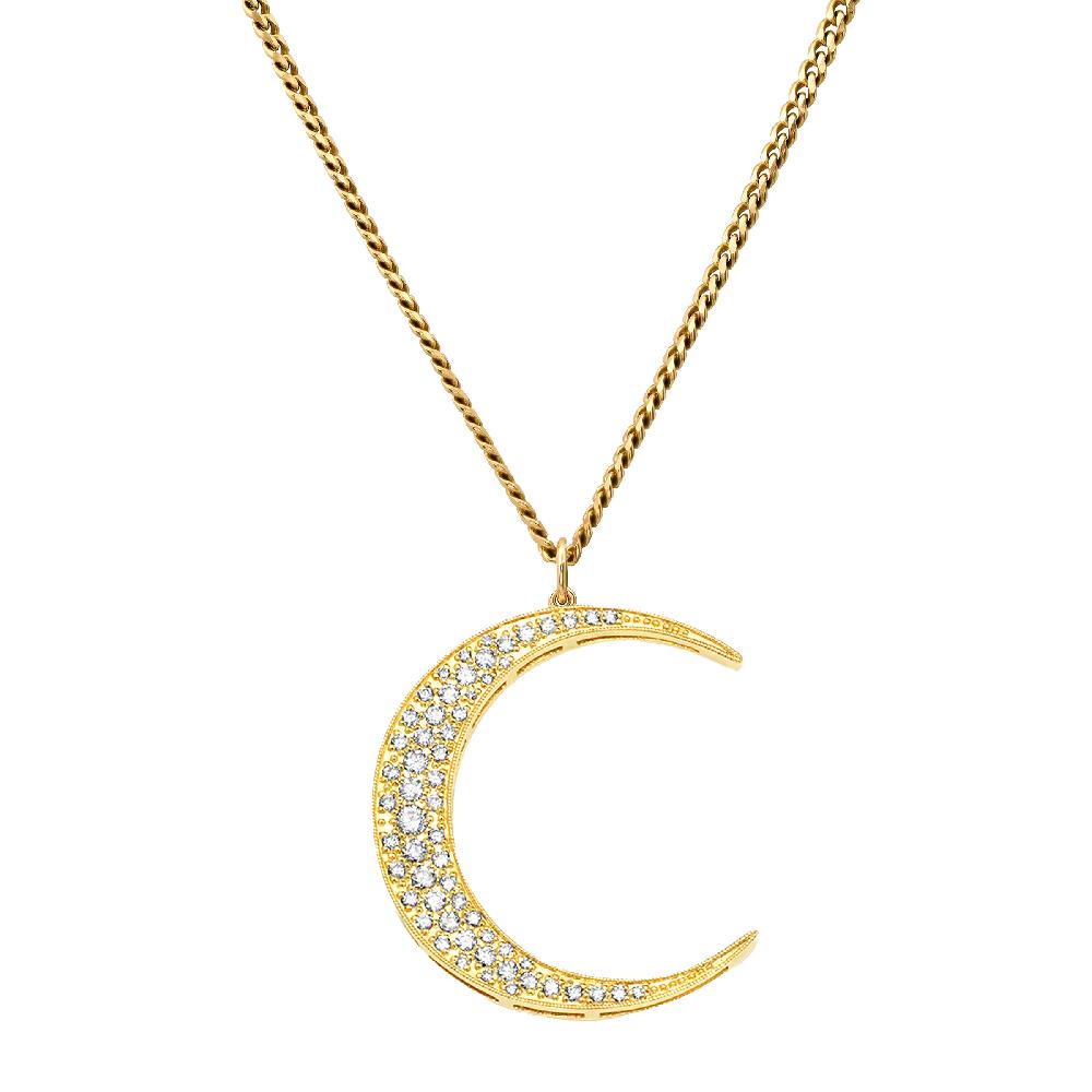 Andrea Fohrman Large White Diamond Yellow Gold Luna Charm