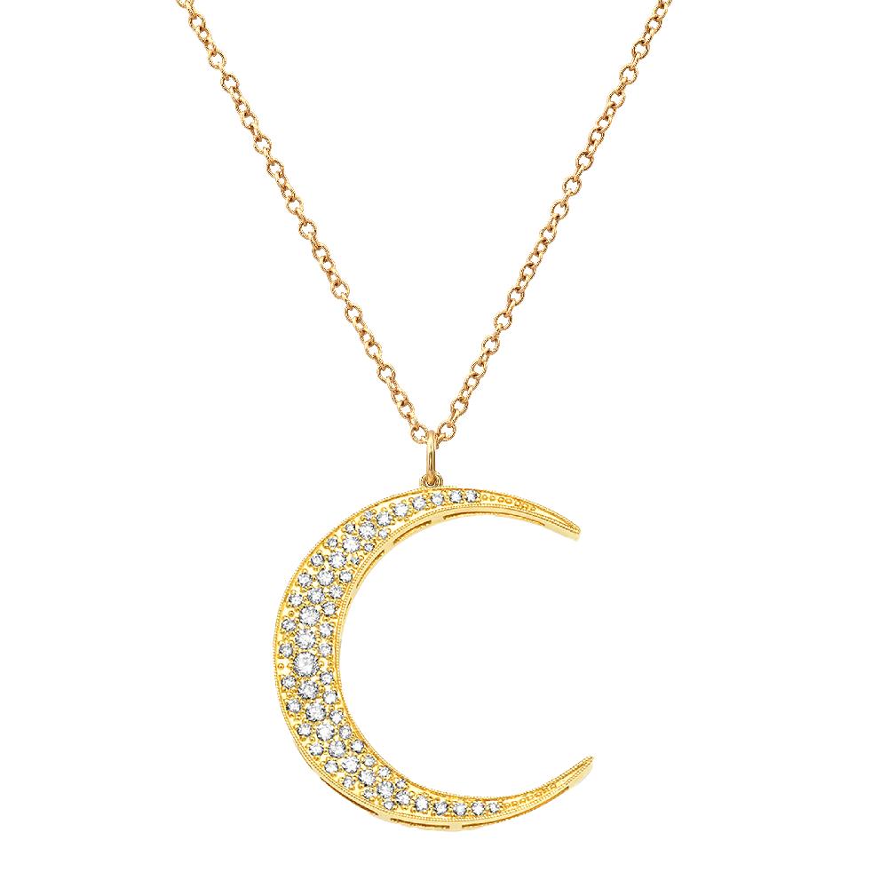 Andrea Fohrman Large White Diamond Yellow Gold Luna Charm