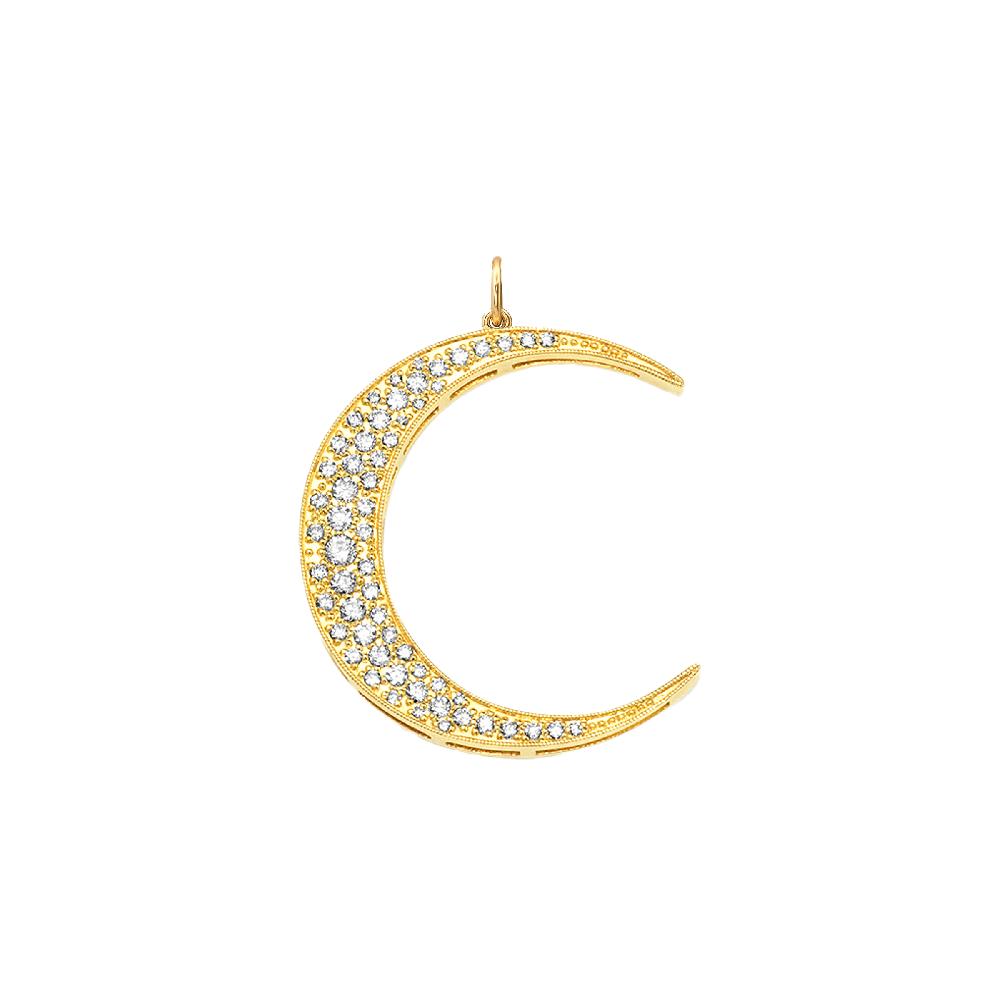 andrea fohrman Large White Diamond Yellow Gold Luna Charm