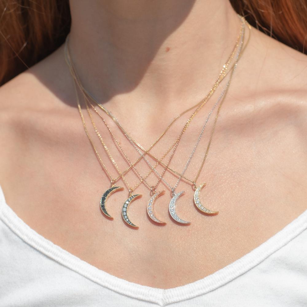 Andrea Fohrman Medium White Diamond White Gold Luna Charm