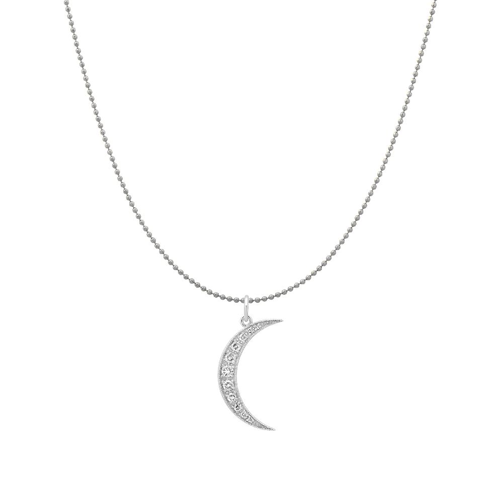 Andrea Fohrman Medium White Diamond White Gold Luna Charm