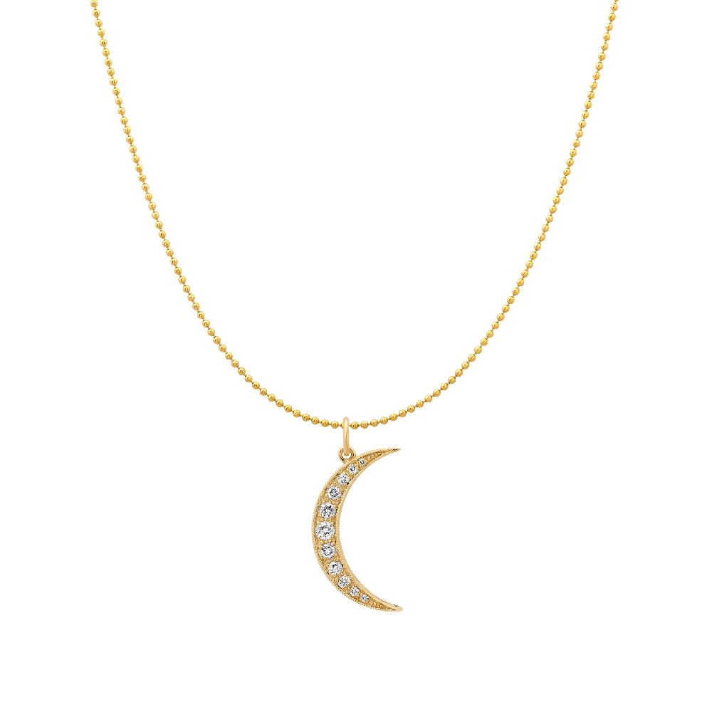 Andrea Fohrman Medium White Diamond Yellow Gold Luna Charm