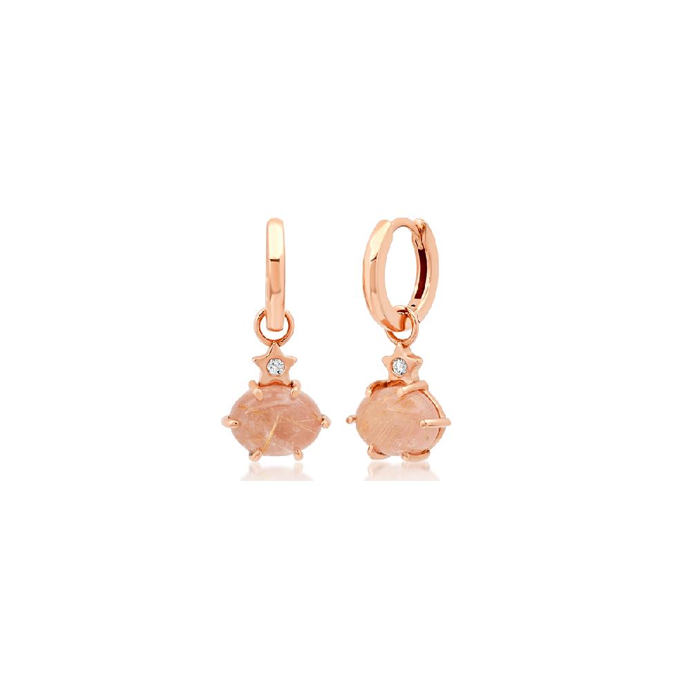 Andrea Fohrman Mini Cosmo Guava Rutilated Quartz Hoops