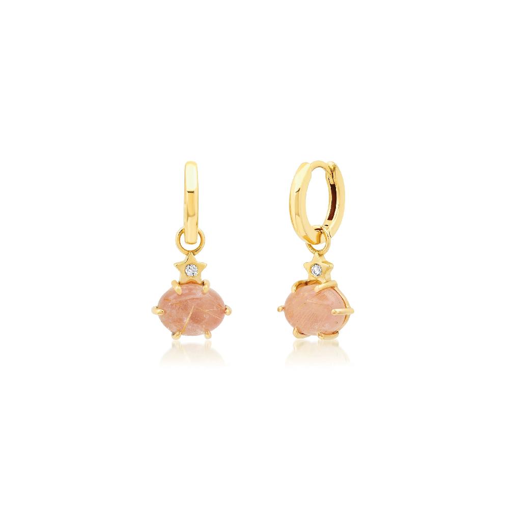 andrea fohrman Mini Cosmo Guava Rutilated Quartz Hoops