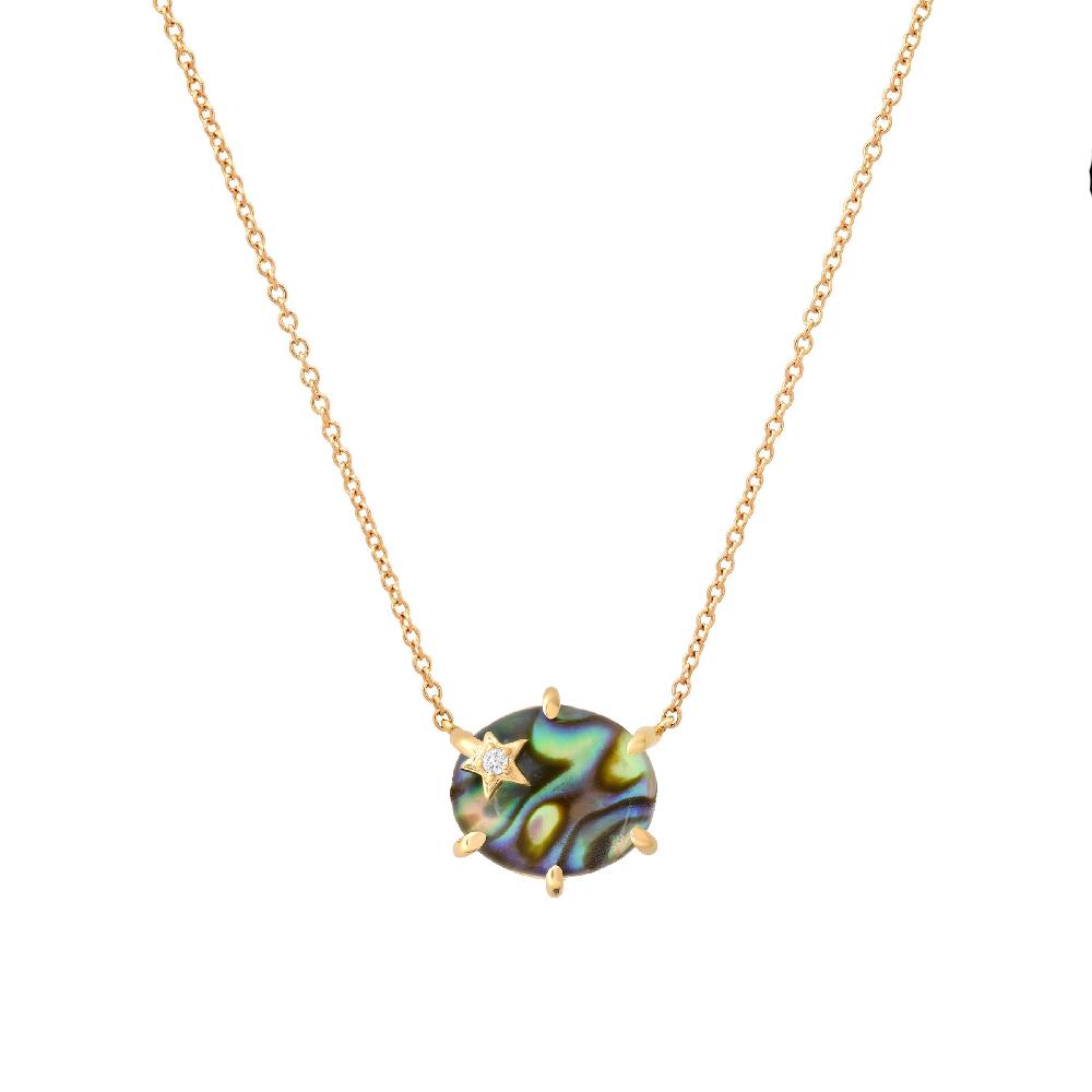 andrea fohrman Mini Galaxy Dark Mother of Pearl Necklace
