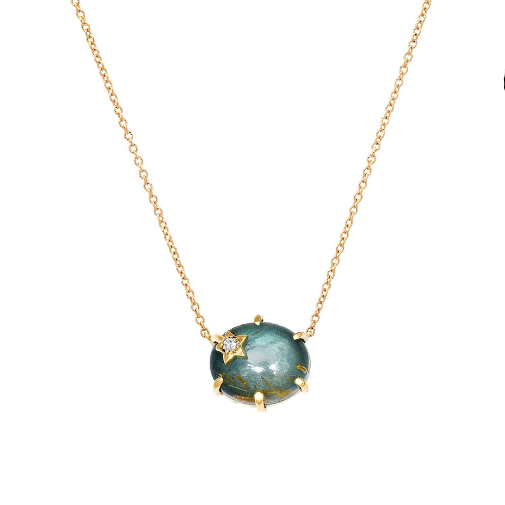 andrea fohrman Mini Galaxy London Blue Topaz/Rutilated Quartz Necklace