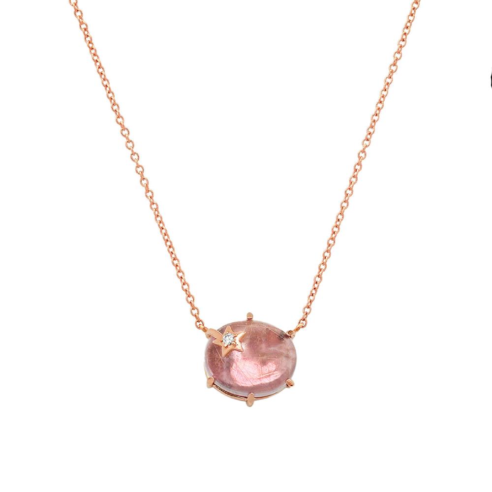 Andrea Fohrman Mini Galaxy Rose De France Rutilated Quartz Necklace