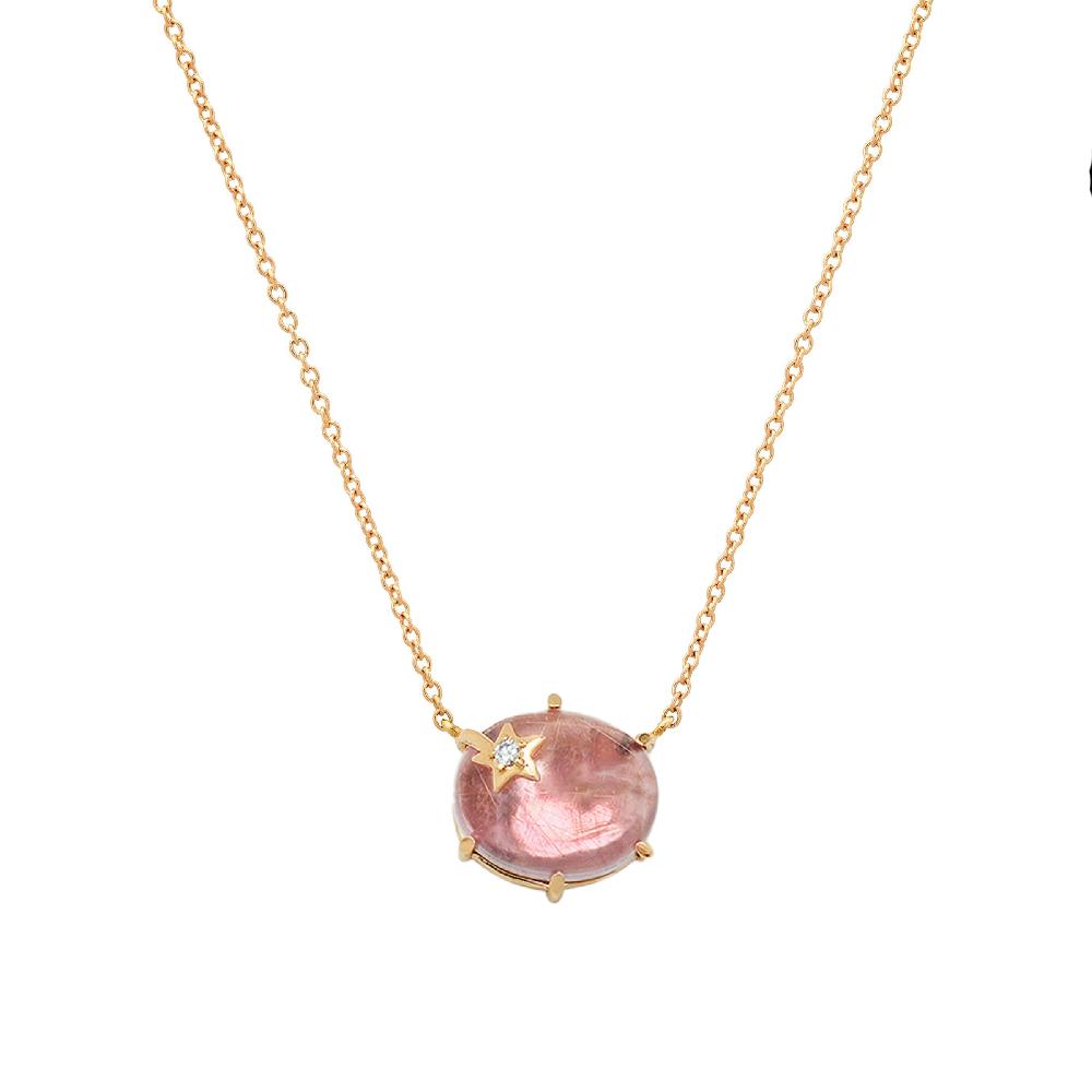 andrea fohrman Mini Galaxy Rose de France Rutilated Quartz Necklace