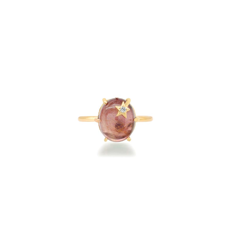 andrea fohrman Mini Galaxy Rose de France/Rutilated Quartz Ring