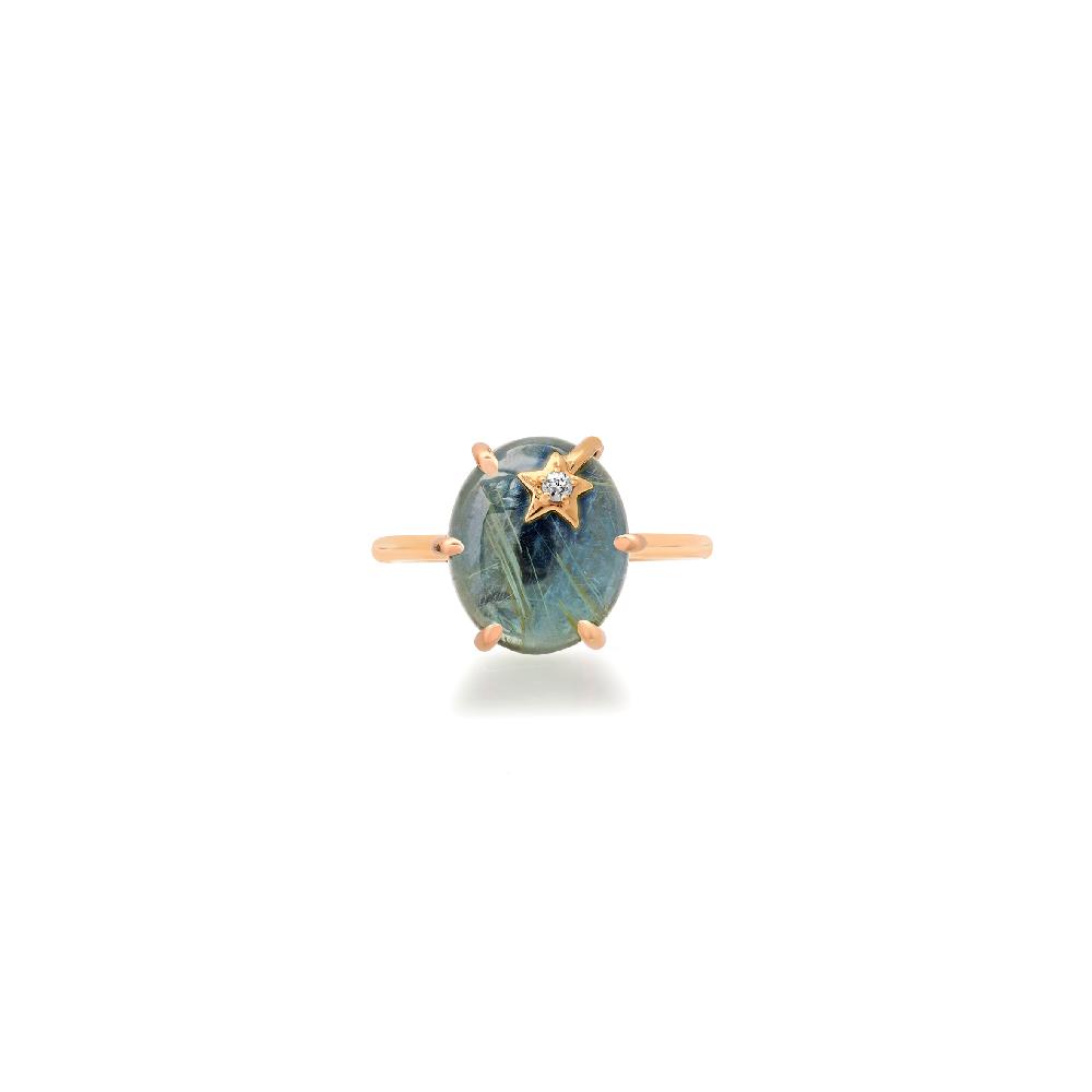 Andrea Fohrman Mini Galaxy Rutilated London Blue Topaz Ring