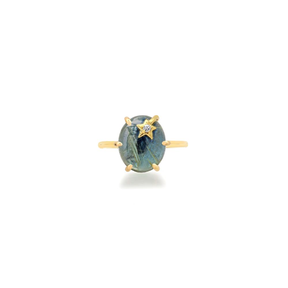 andrea fohrman Mini Galaxy Rutilated London Blue Topaz Ring
