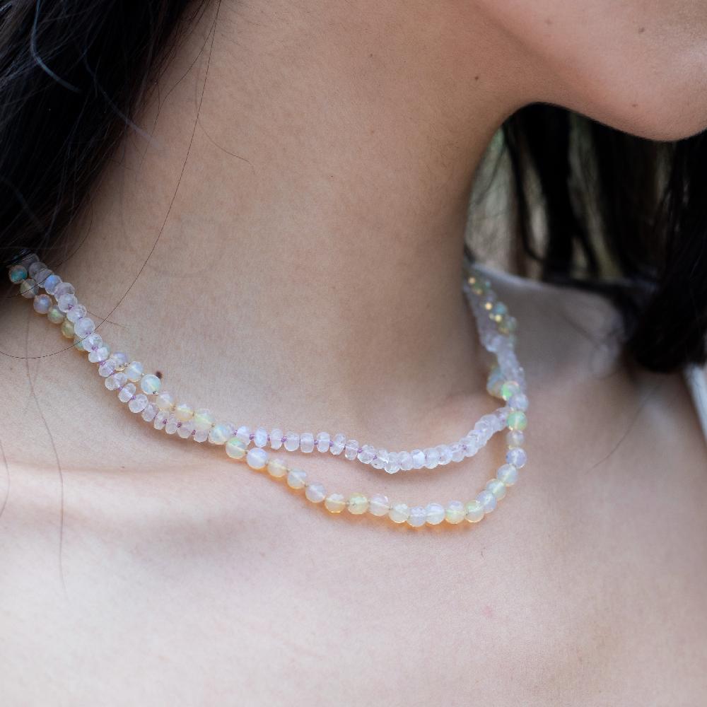 Andrea Fohrman Moonstone Beaded Necklace With Lavender Thread