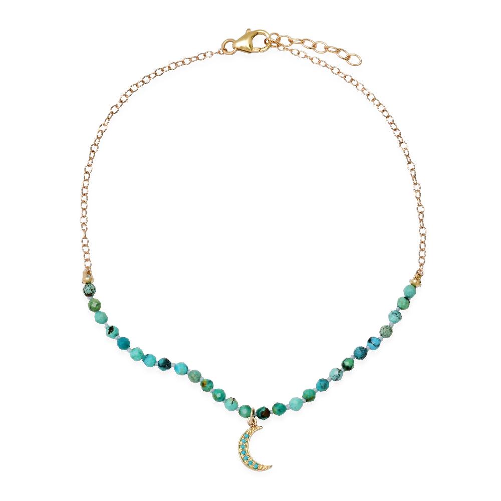 andrea fohrman Peek-A-Boo Turquoise Anklet with Mini Crescent Charm