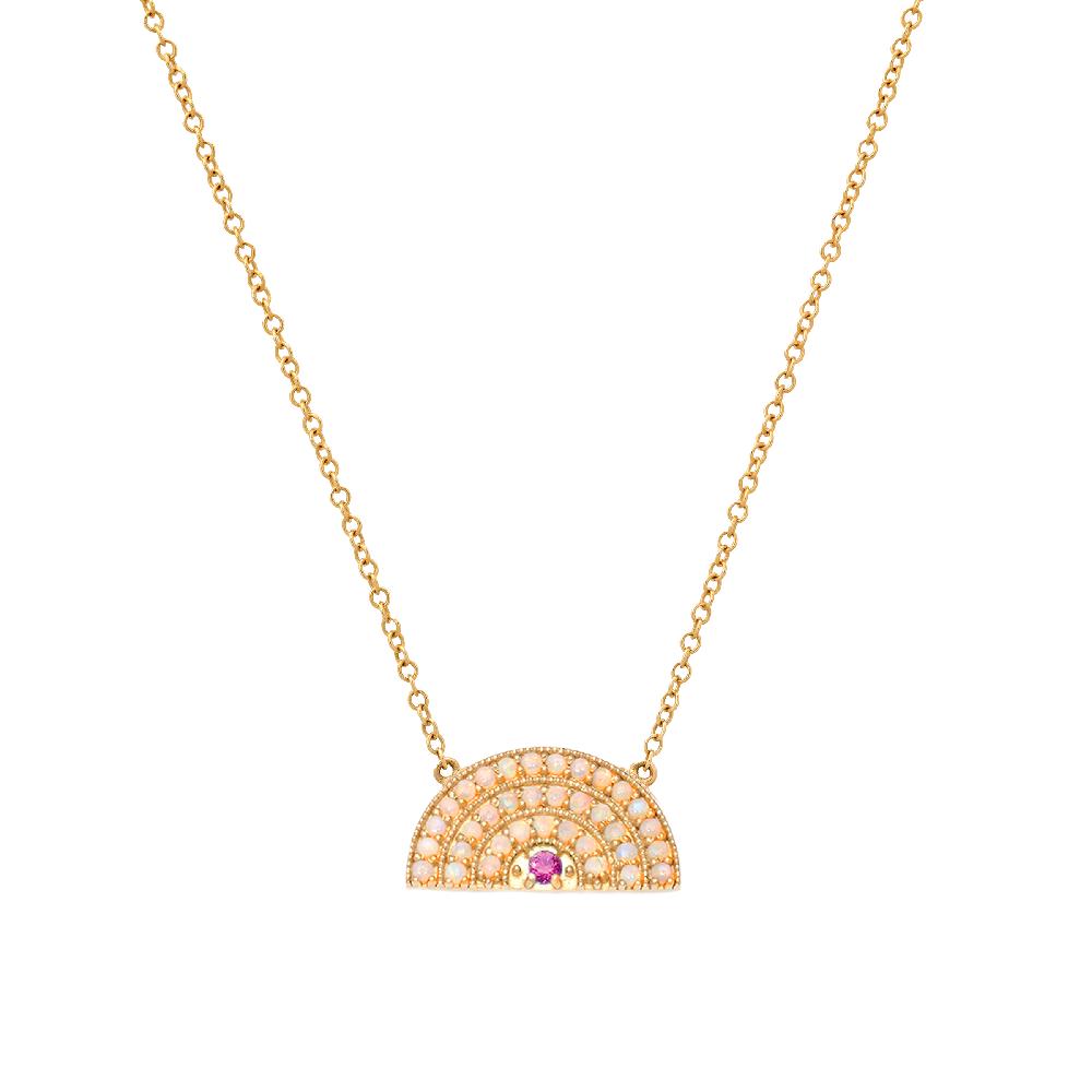 andrea fohrman Perfect Opal Rainbow With Pink Sapphire Necklace