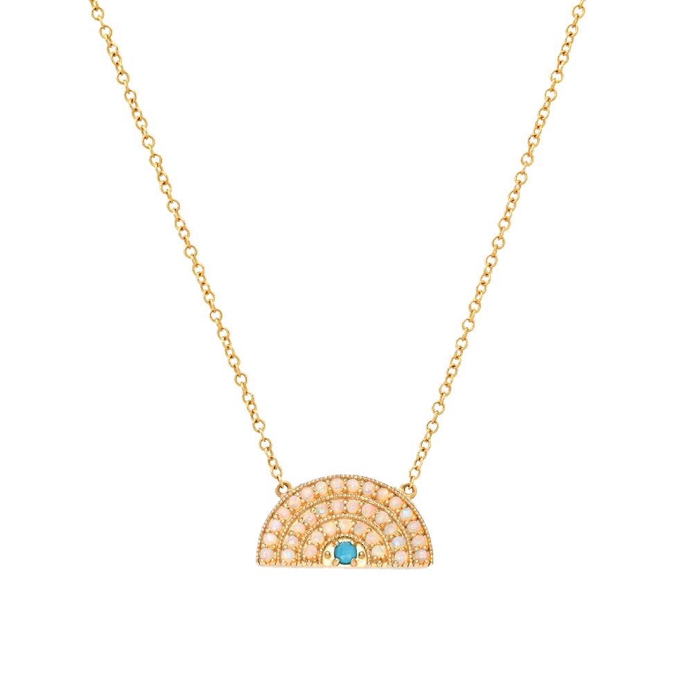 andrea fohrman Perfect Opal Rainbow With Turquoise Necklace