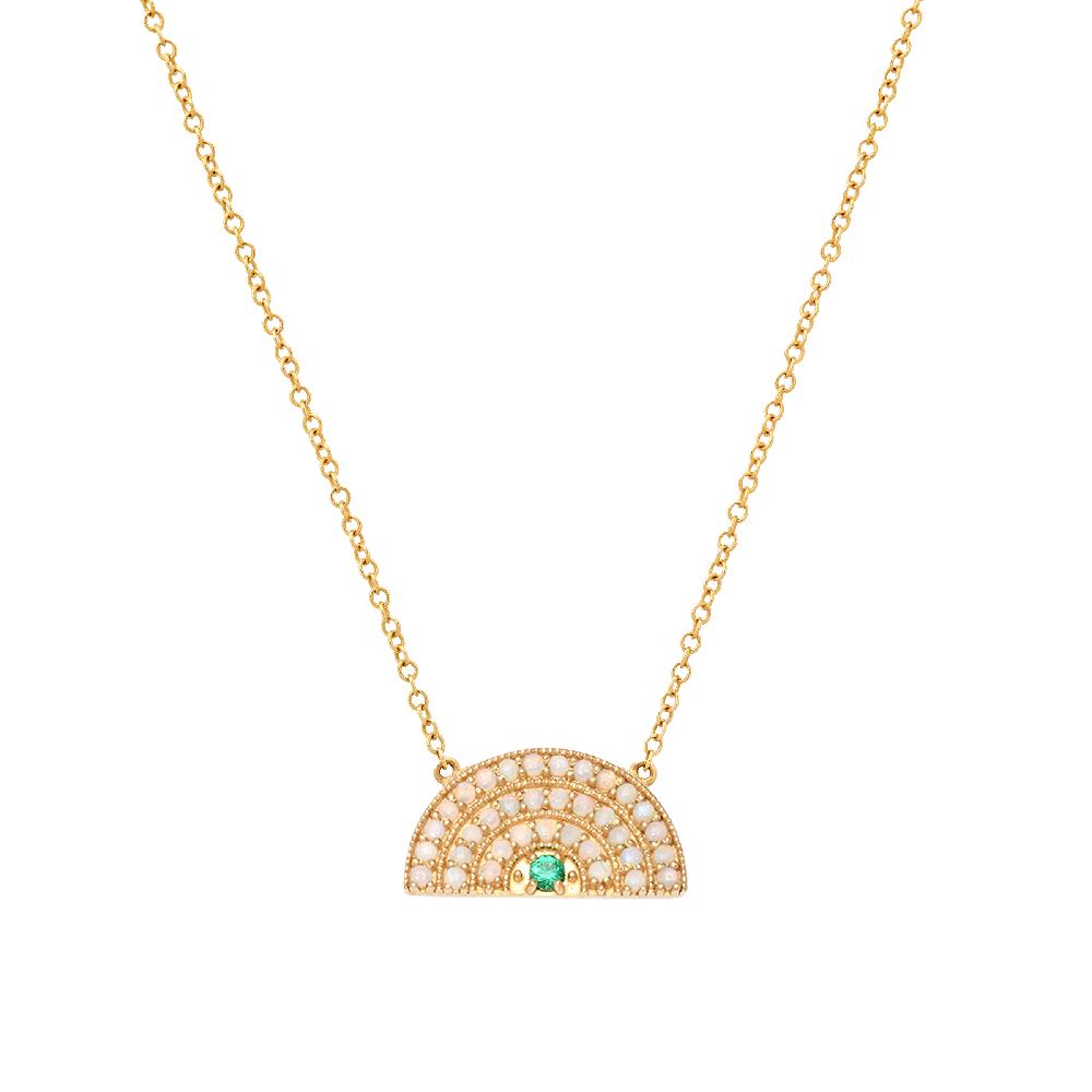 andrea fohrman Perfect Opal with Emerald Rainbow Necklace