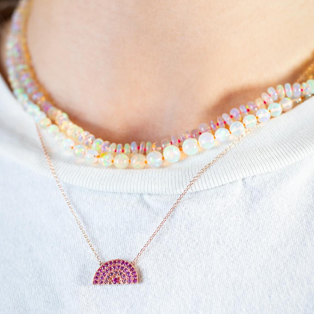 Andrea Fohrman Perfect Pink Sapphire Ombré Rainbow Necklace