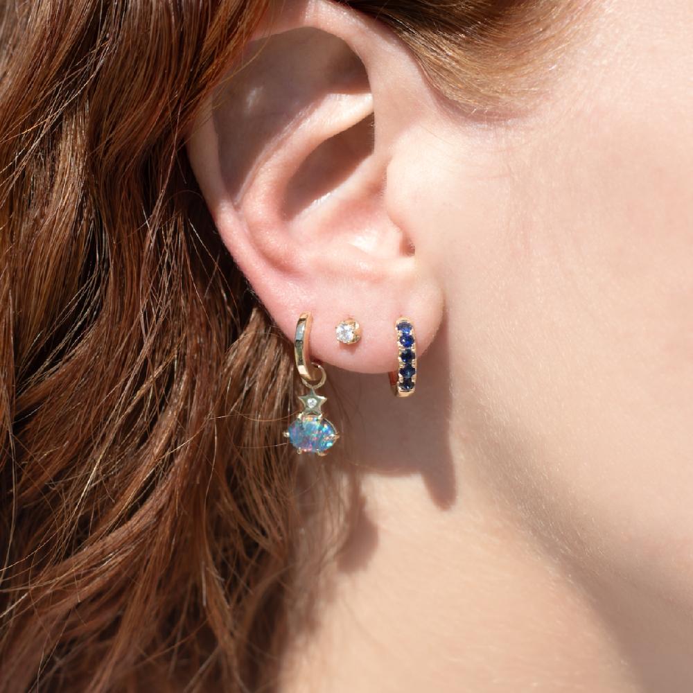 Andrea Fohrman Small Chubby Blue Sapphire Pavé Huggies