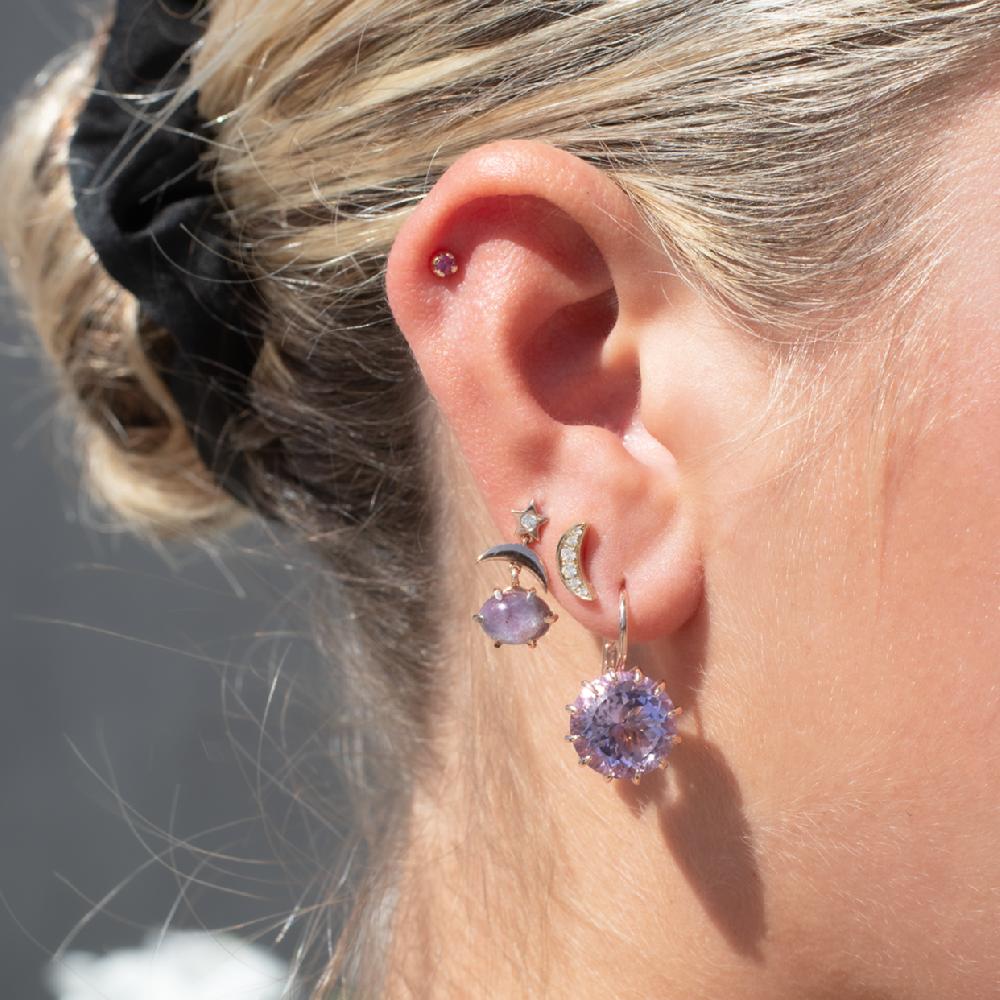 Andrea Fohrman Small Round Prong Rose De France Earrings