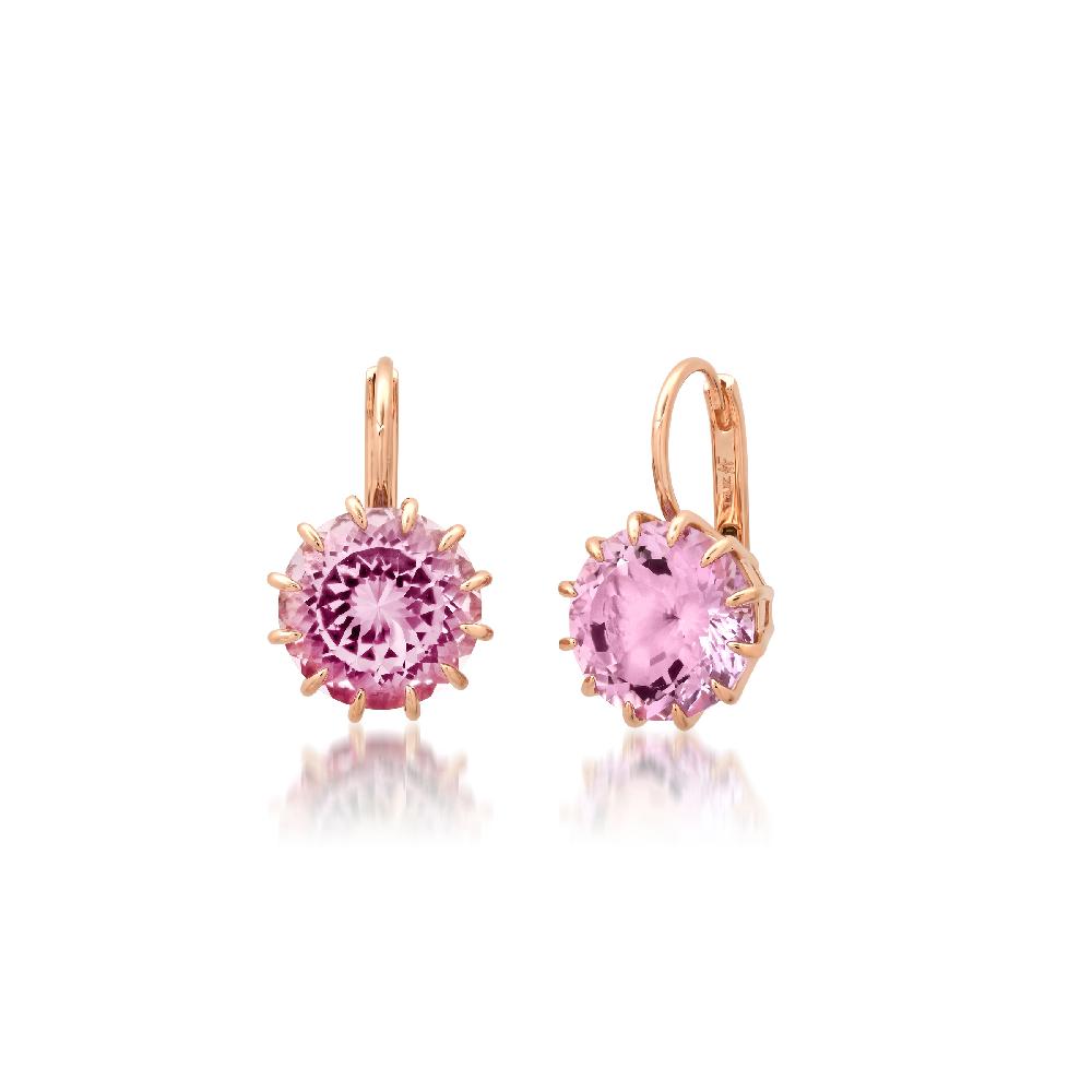 andrea fohrman Small Round Prong Rose De France Earrings