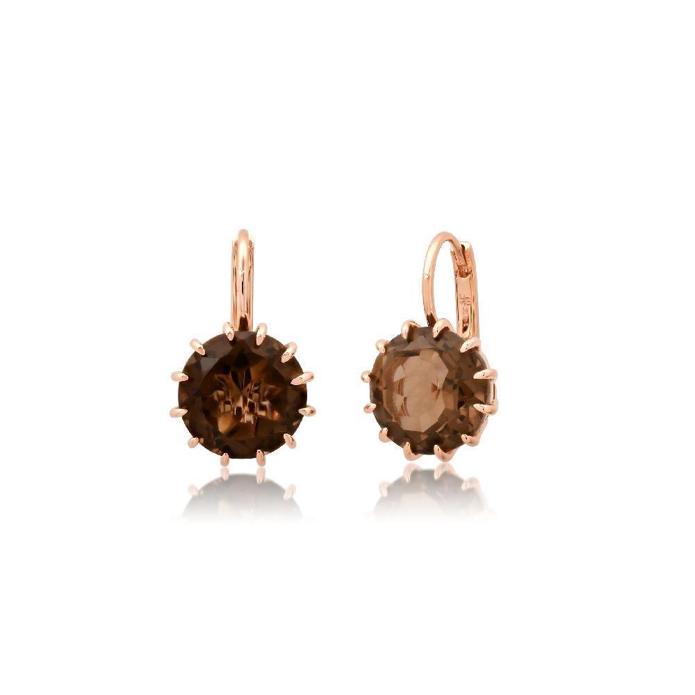andrea fohrman Small Round Prong Smokey Topaz Earrings