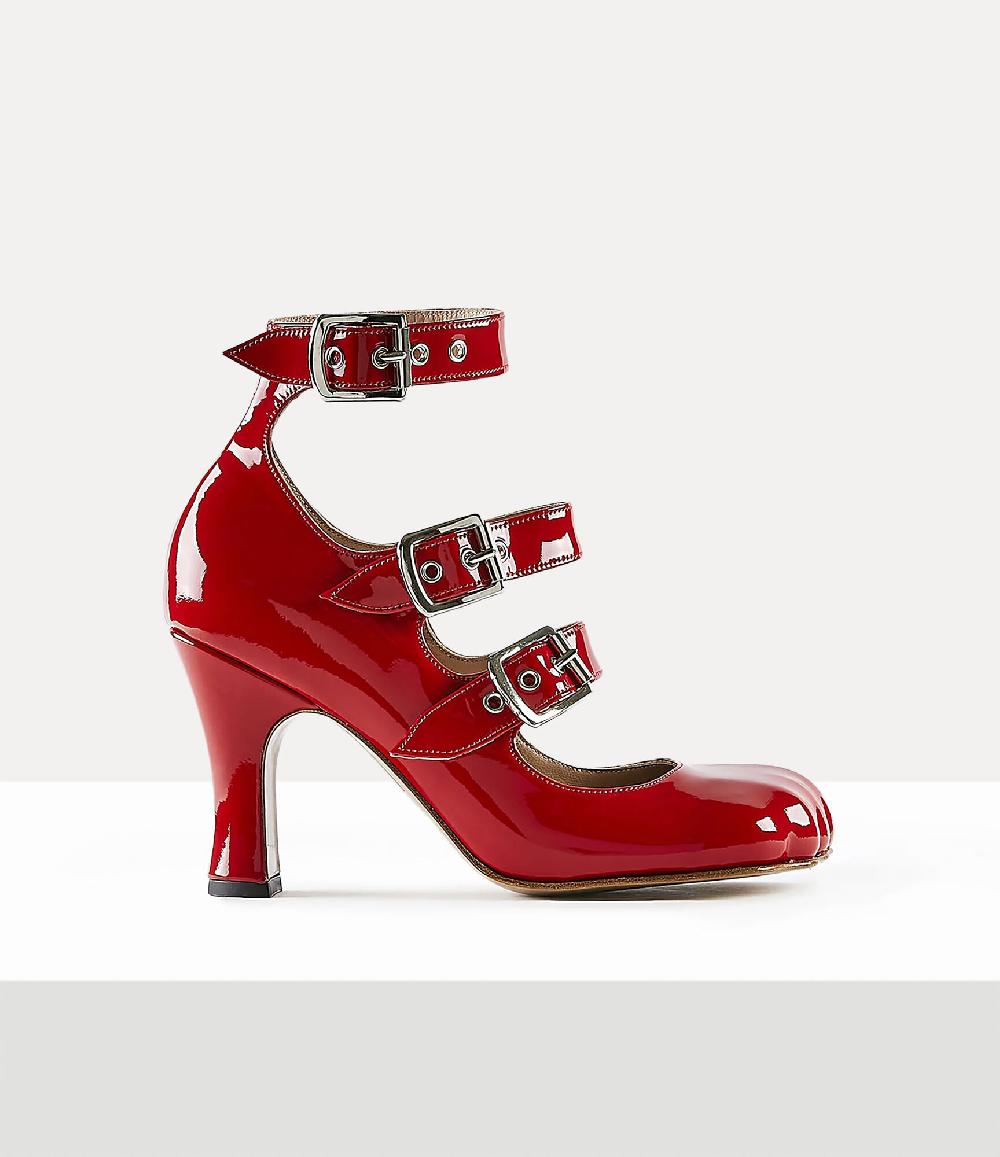 andreas kronthaler for vivienne westwood Animal Toe Three-Strap Shoe RED
