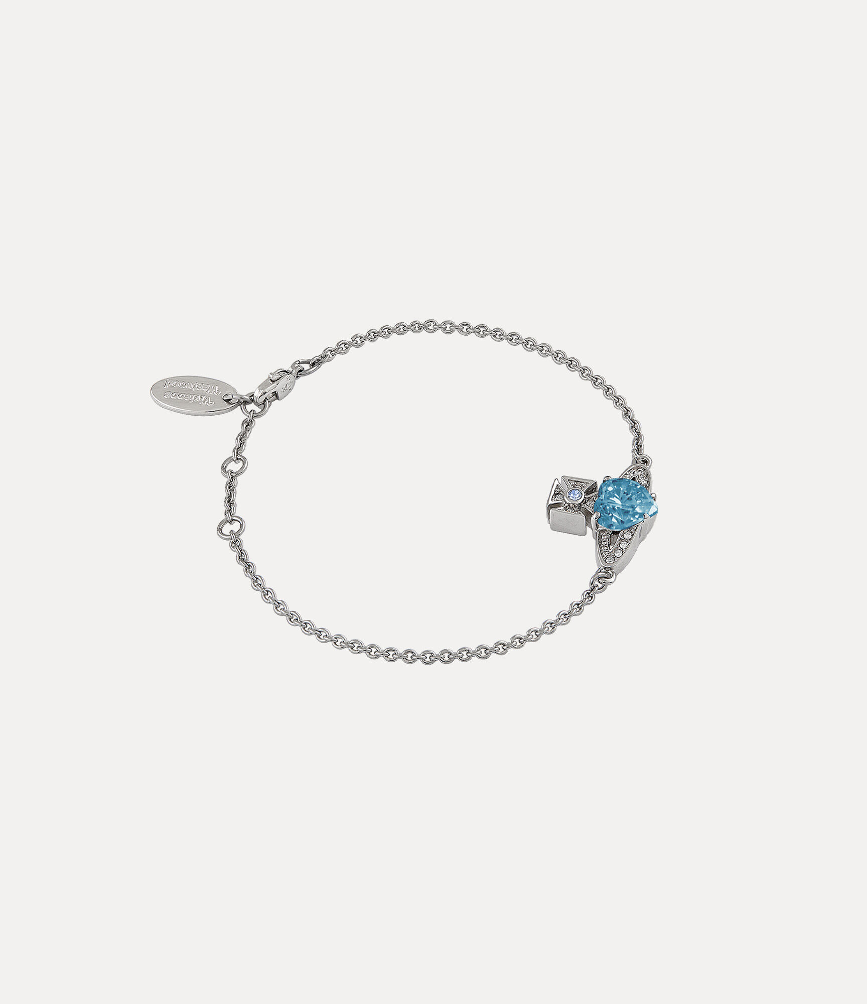 Andreas Kronthaler For Vivienne Westwood Ariella Bracelet PLATINUM/AQUAMARINE CZ/LIGHT SAPPHIRE BLACK