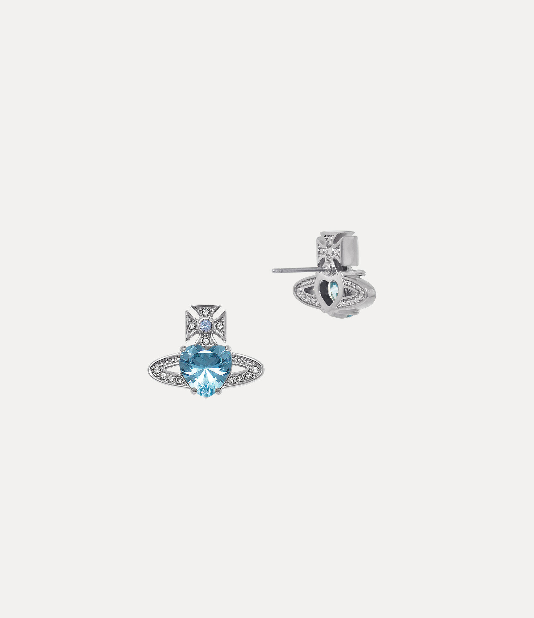 Andreas Kronthaler For Vivienne Westwood Ariella Earrings PLATINUM/AQUAMARINE CZ/LIGHT SAPPHIRE BLACK