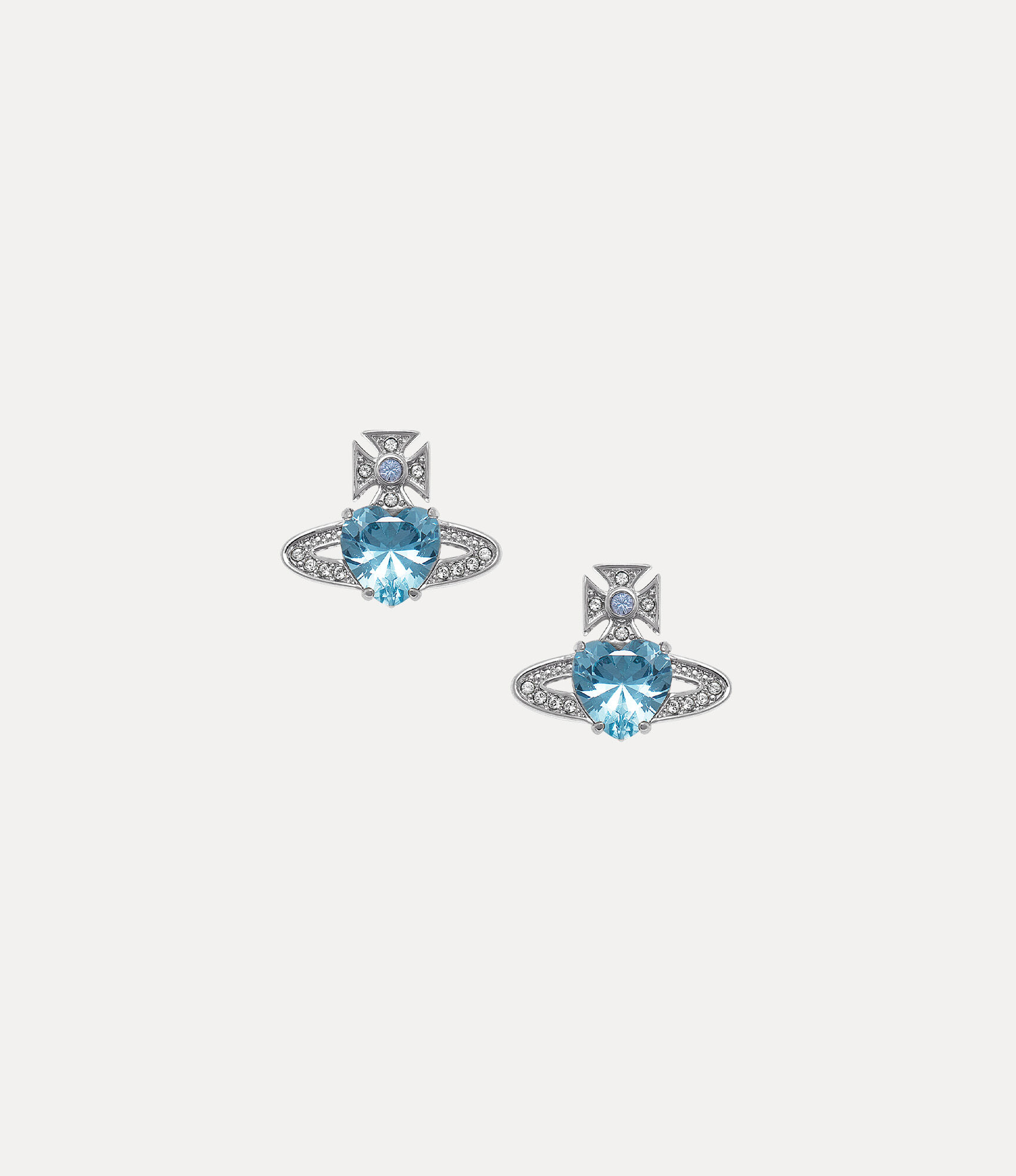 andreas kronthaler for vivienne westwood Ariella Earrings PLATINUM/AQUAMARINE CZ/LIGHT SAPPHIRE BLACK