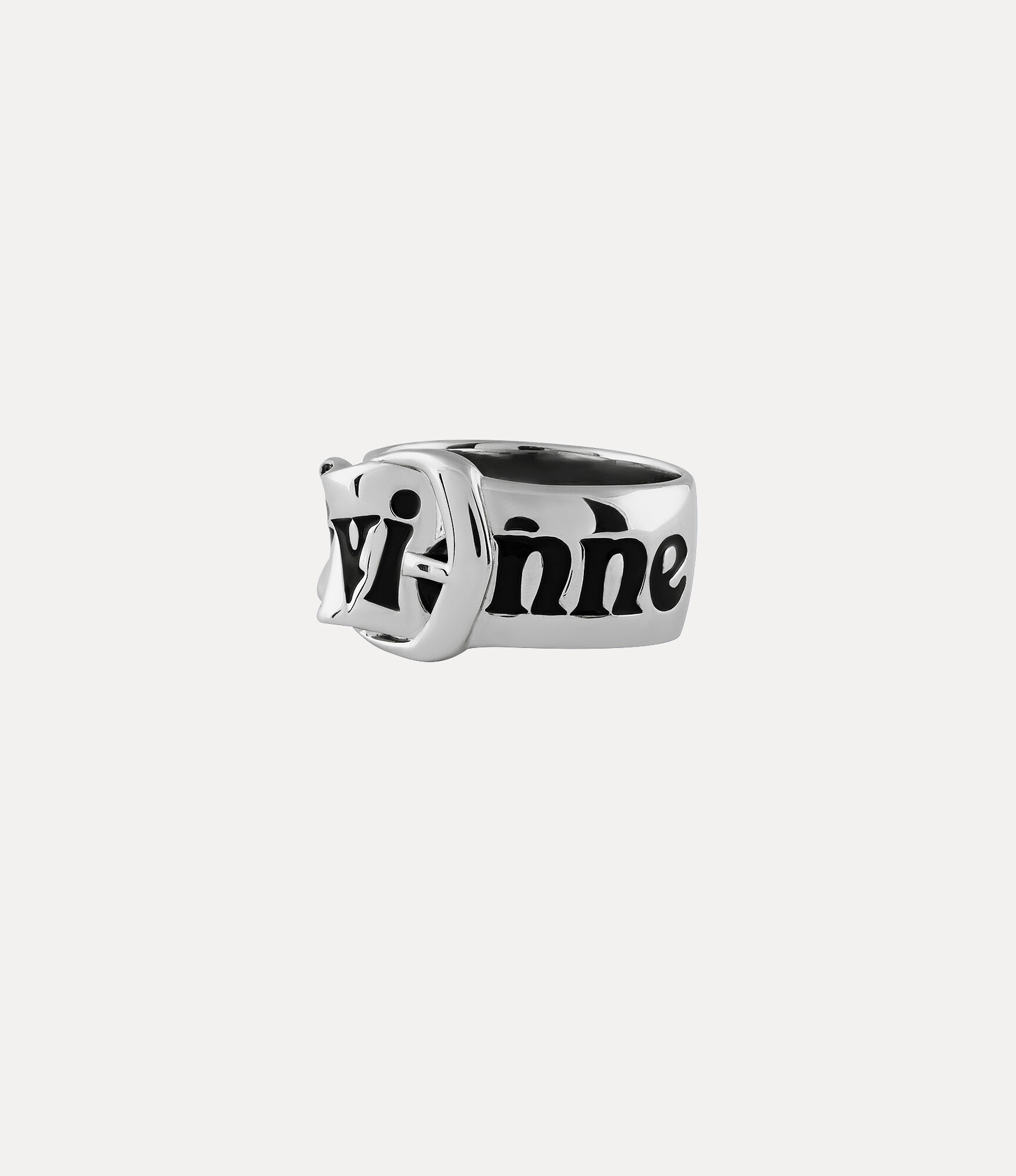 Andreas Kronthaler For Vivienne Westwood Belt Ring PLATINUM / BLACK Enamel