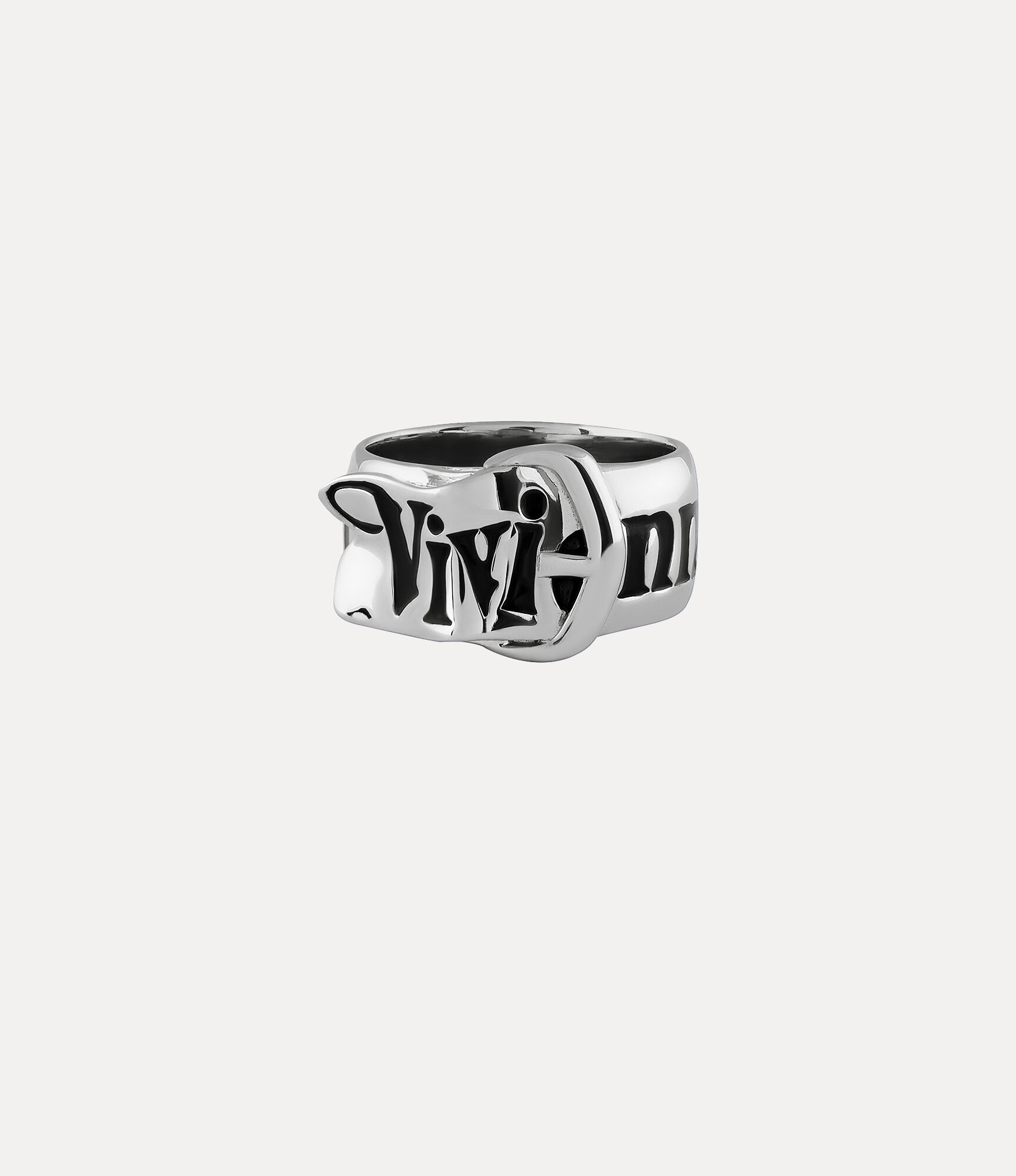 andreas kronthaler for vivienne westwood Belt Ring PLATINUM / BLACK Enamel