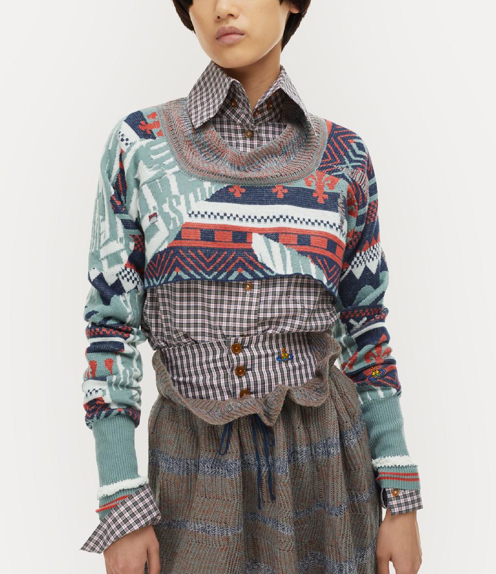 Andreas Kronthaler For Vivienne Westwood Broken Fair Isle Cropped Top MULTI