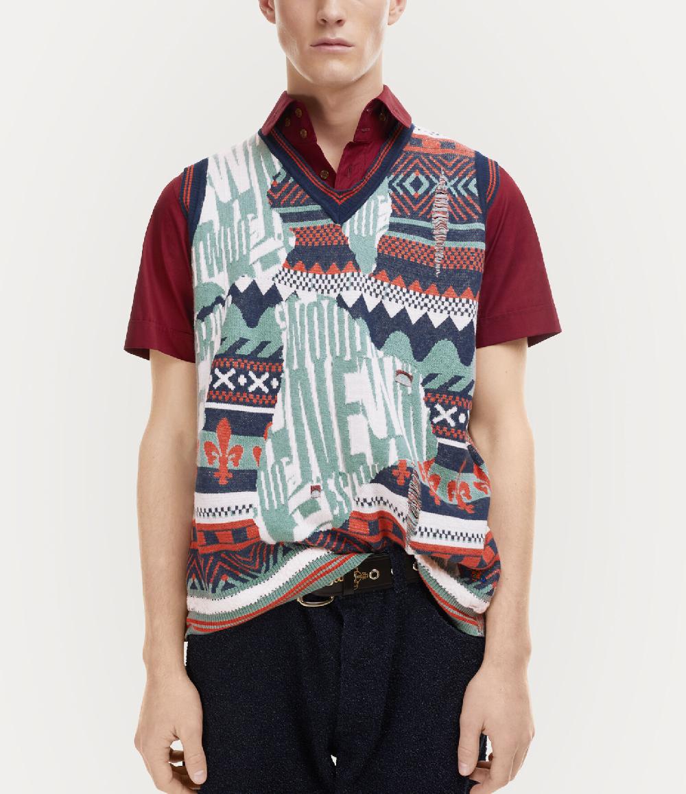 Andreas Kronthaler For Vivienne Westwood Broken Fair Isle Vest MULTI
