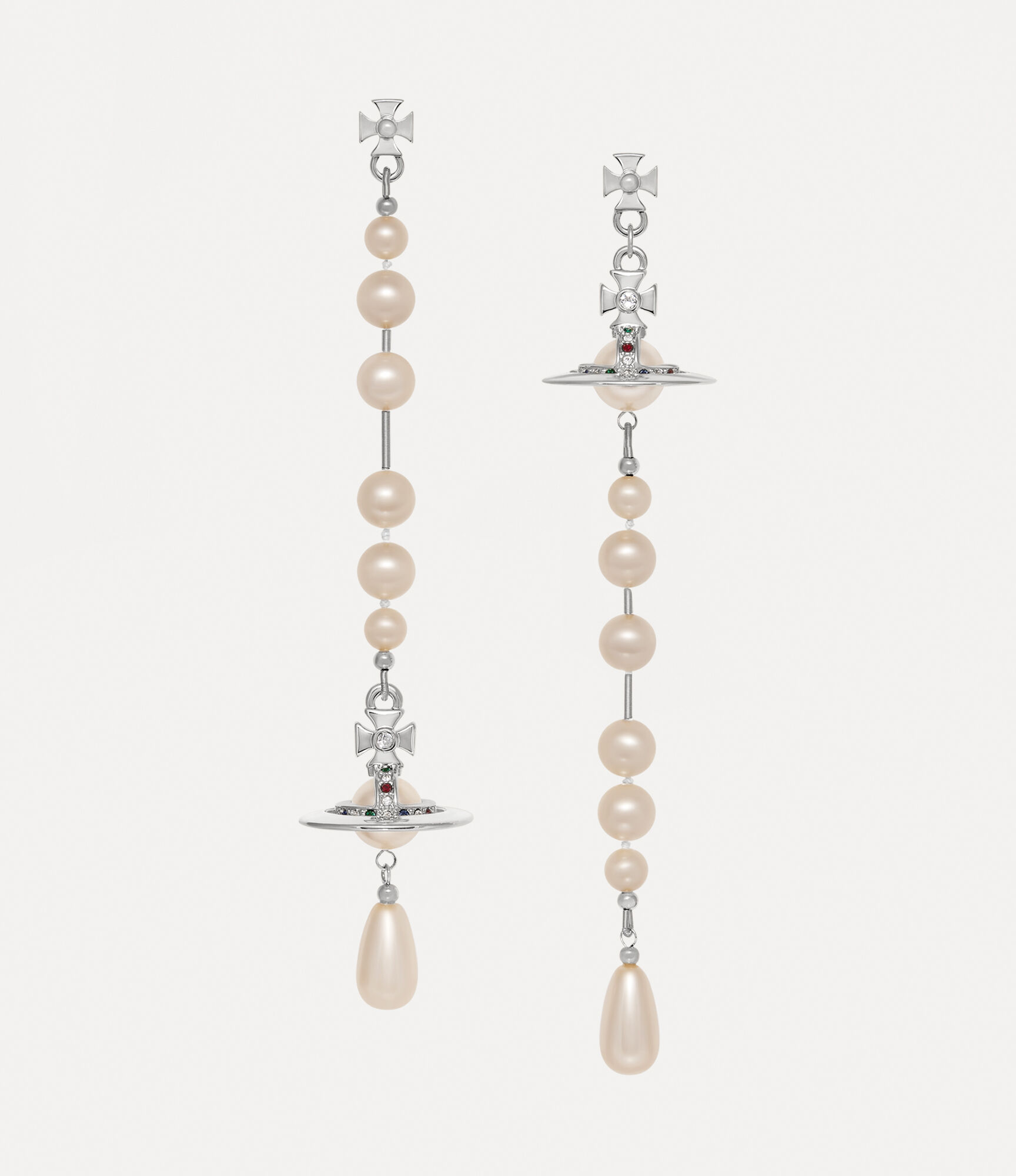 andreas kronthaler for vivienne westwood Broken Pearl Earrings PLATINUM/PEARL/MULTI