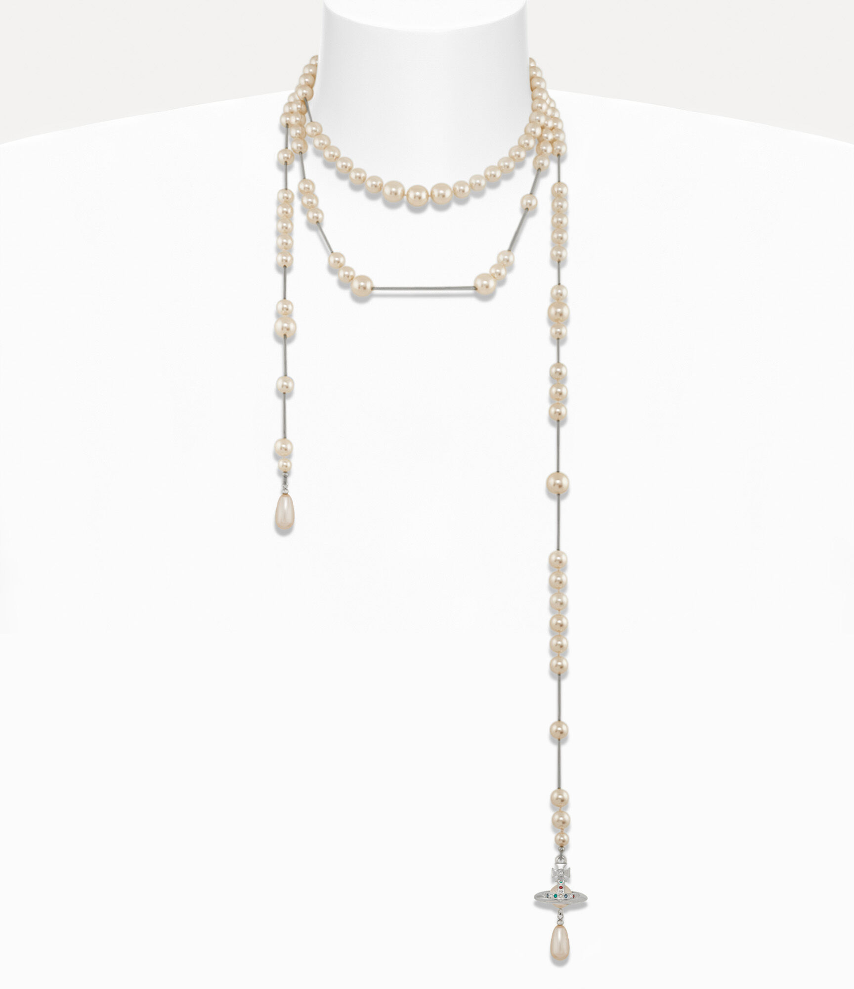 andreas kronthaler for vivienne westwood Broken Pearl Necklace PLATINUM/PEARL/MULTI